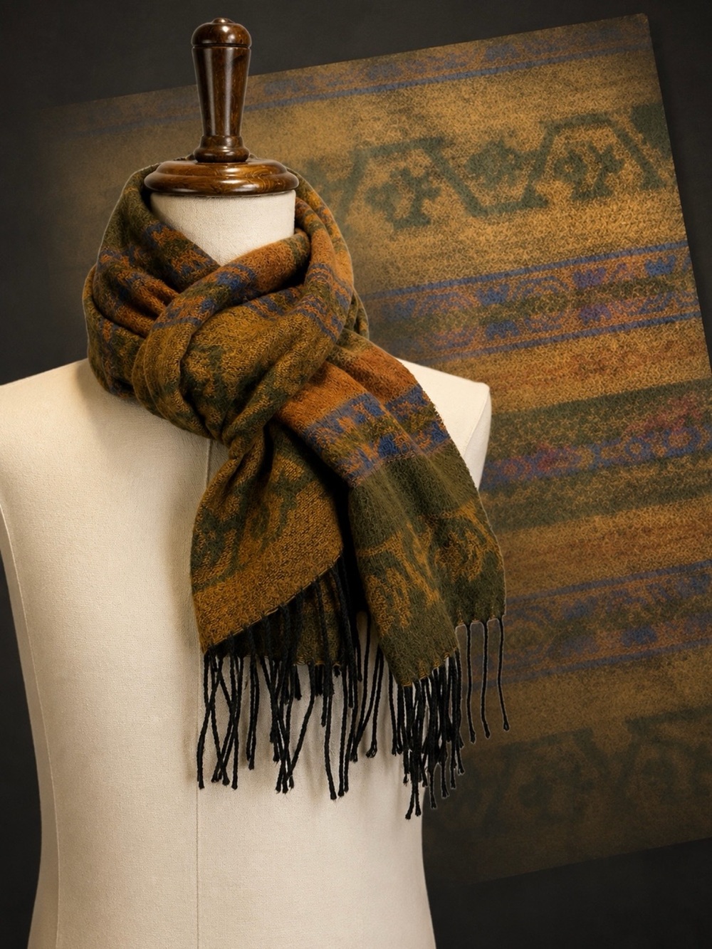 VINTAGE‎ Southwest blanket style wrap neck scarf Wilson’s Leather western tribal